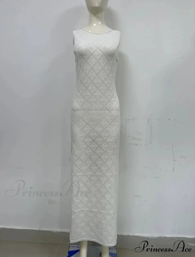 Beachwear Out Knitted Sleeveless Slit Tank Maxi Dress - Image 8