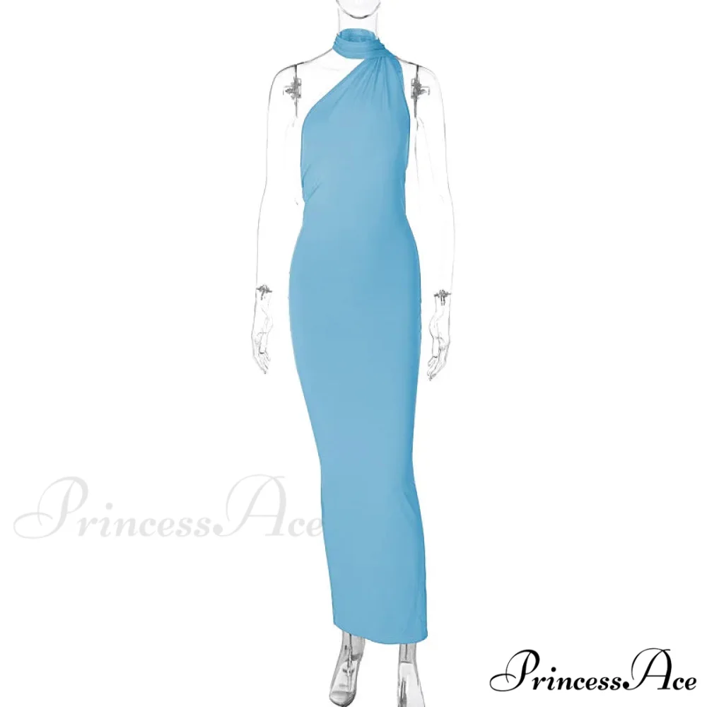 Fashion One Shoulder Elegant Long Sleeve Split Maxi Dress - Image 6