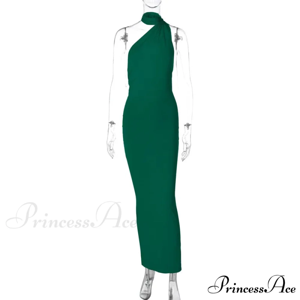 Fashion One Shoulder Elegant Long Sleeve Split Maxi Dress - Image 7
