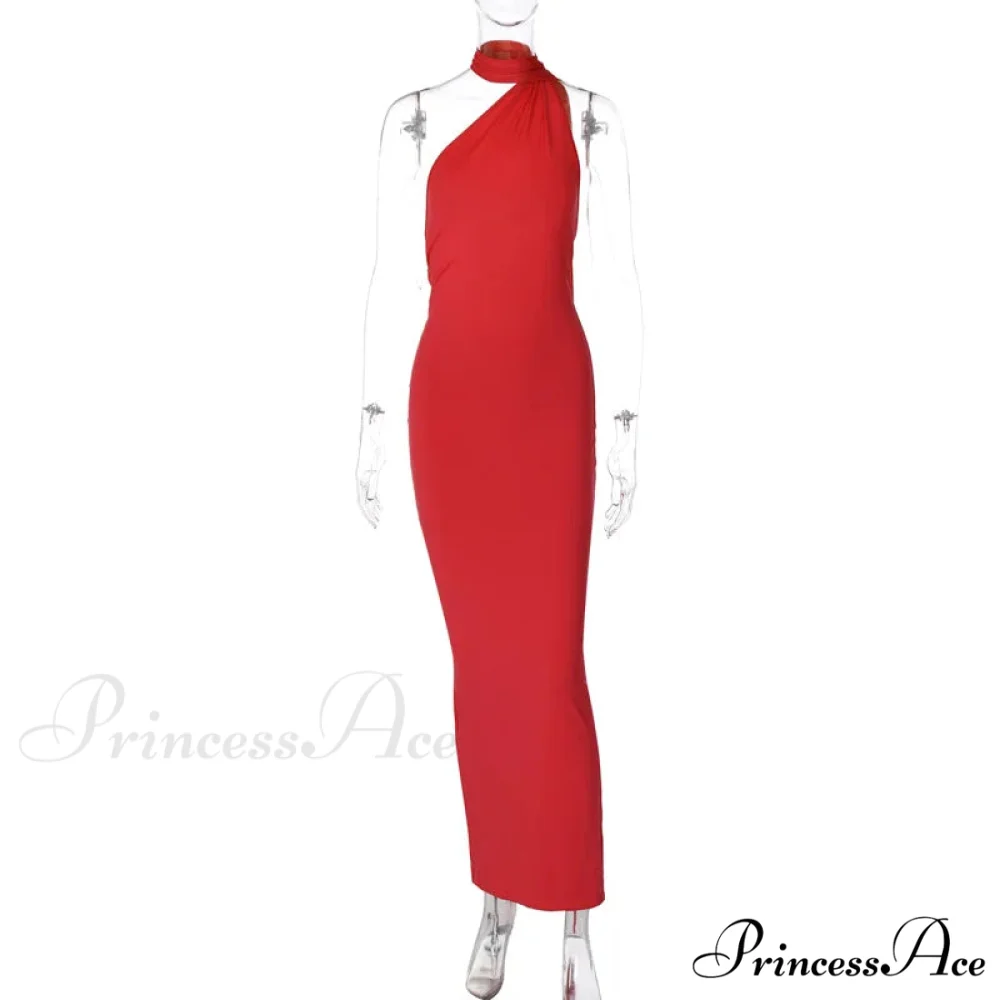 Fashion One Shoulder Elegant Long Sleeve Split Maxi Dress - Image 9
