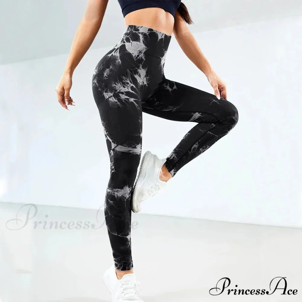 Tie Dye High Waist Seamless Push Up Yoga Fitness Legging - Image 3