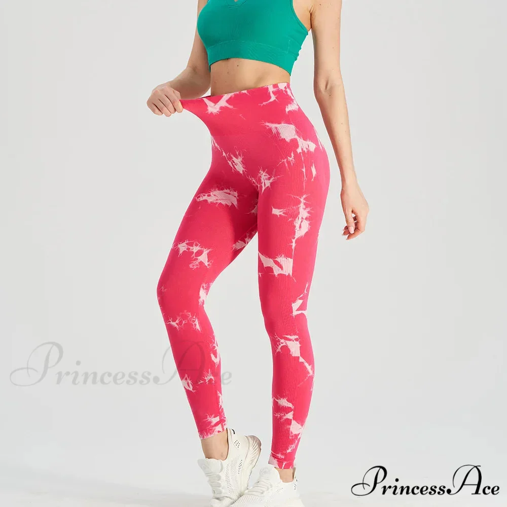 Tie Dye High Waist Seamless Push Up Yoga Fitness Legging - Image 4