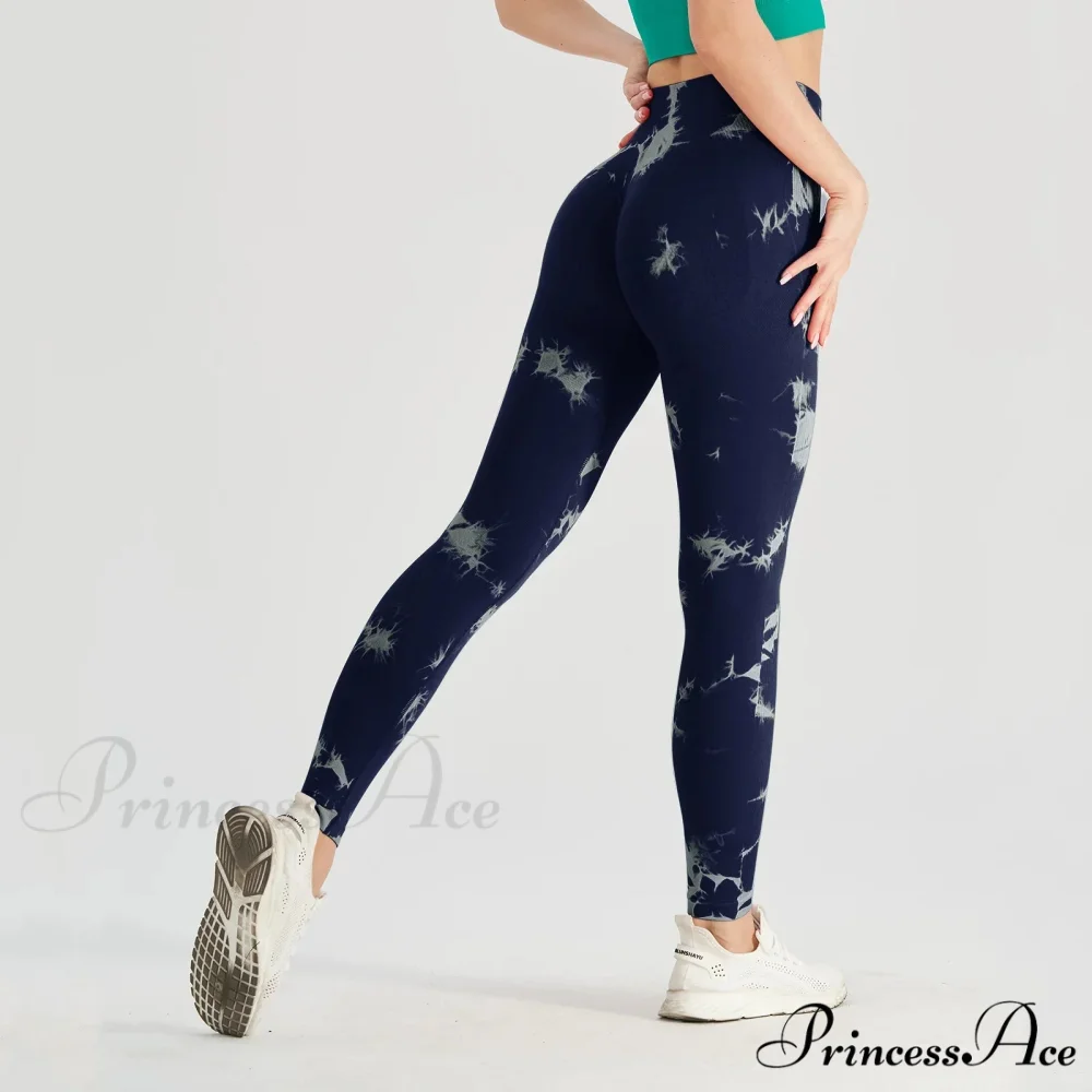 Tie Dye High Waist Seamless Push Up Yoga Fitness Legging - Image 5