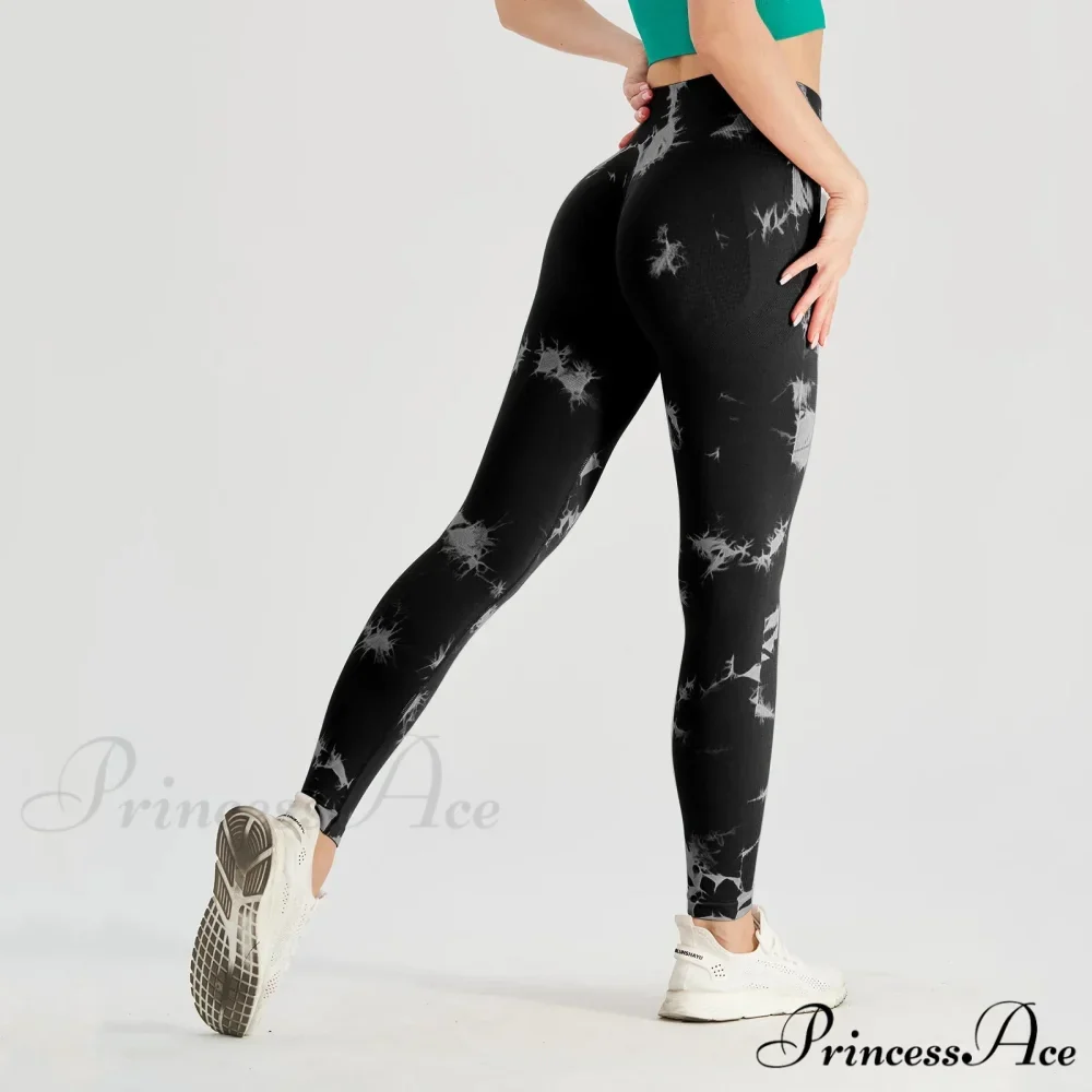 Tie Dye High Waist Seamless Push Up Yoga Fitness Legging - Image 9