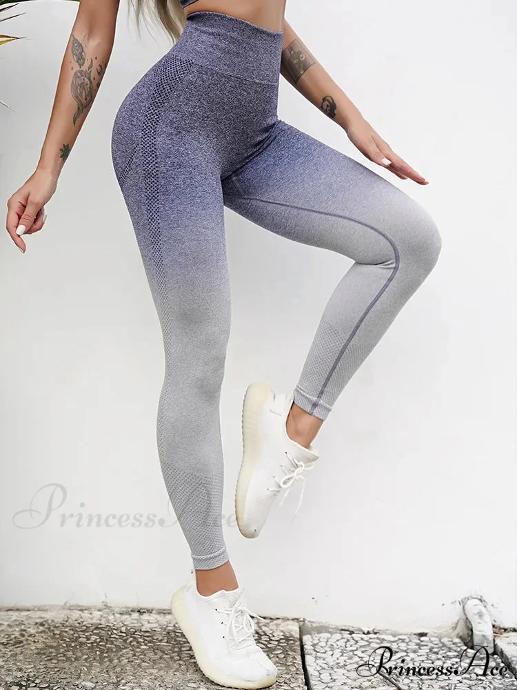 Gradient Waist Fitness Seamless Push Up Yoga Legging - Image 5