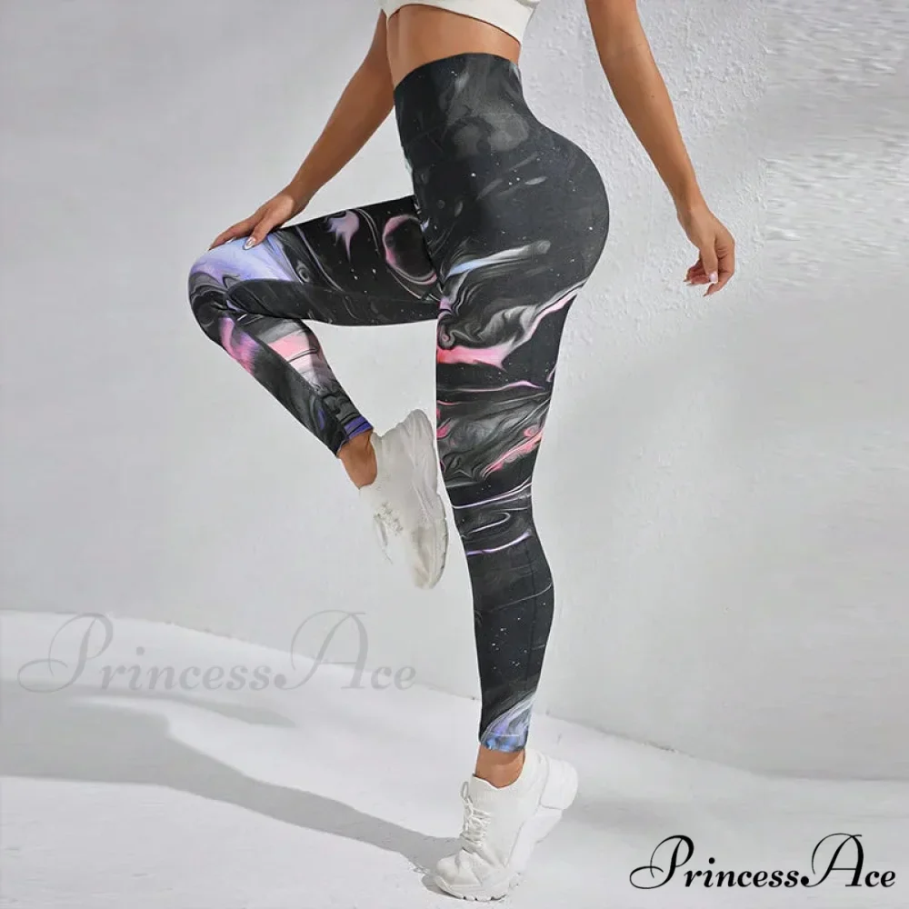 Tie Dye Fitness High Waist Cycling Knit Legging - Image 3