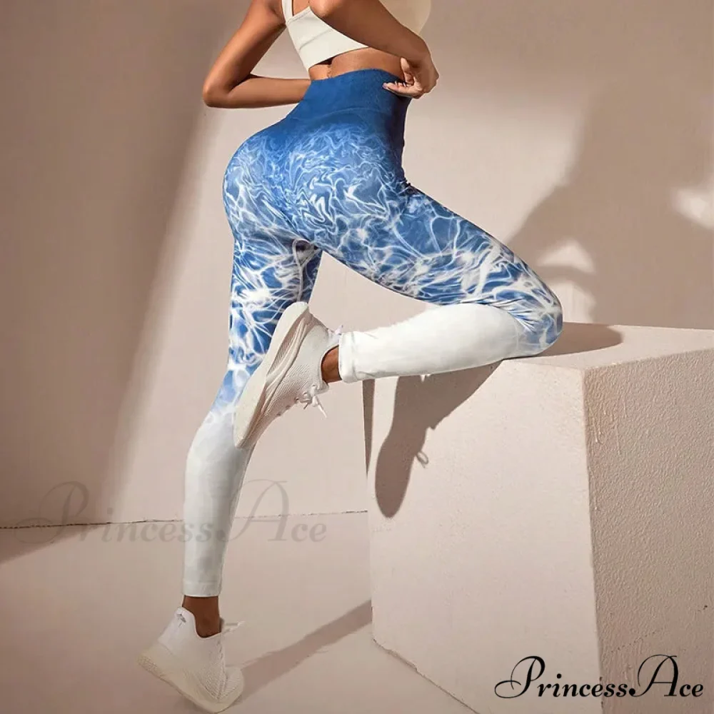 Tie Dye Fitness High Waist Cycling Knit Legging - Image 6