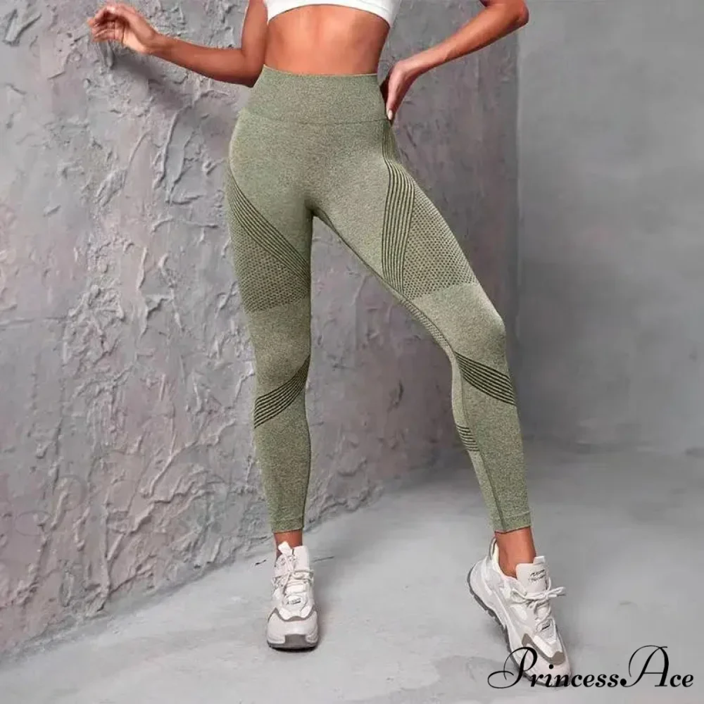 Waist Striped Mesh Fitness Outdoor Running Legging - Image 11