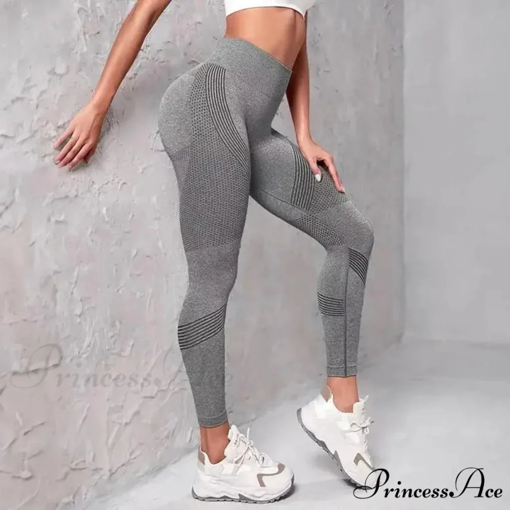Waist Striped Mesh Fitness Outdoor Running Legging - Image 8