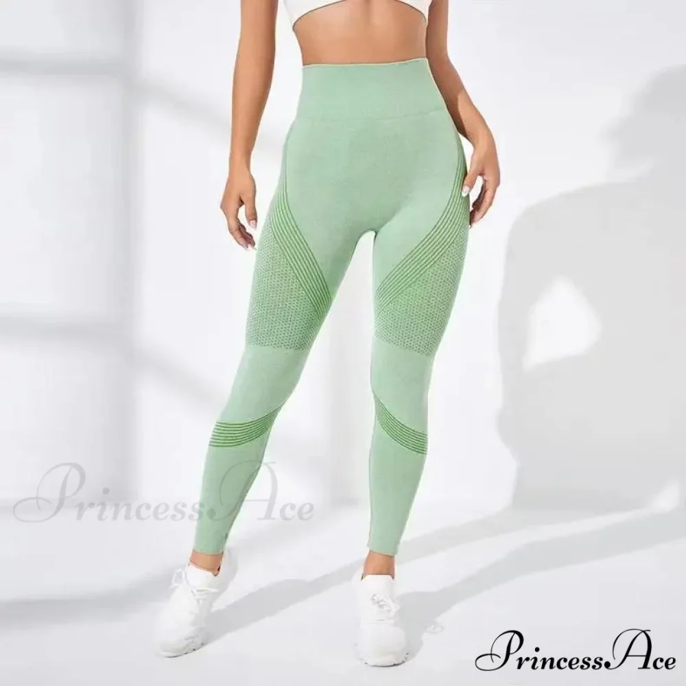 Waist Striped Mesh Fitness Outdoor Running Legging - Image 9