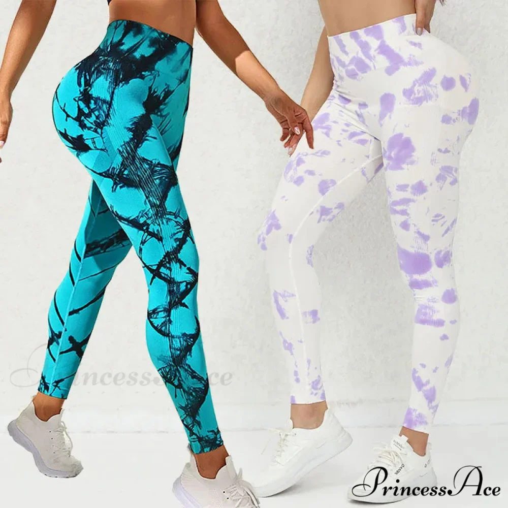 Tie-Dyed Quick-Dry 3D Printing Fitness Legging - Image 2
