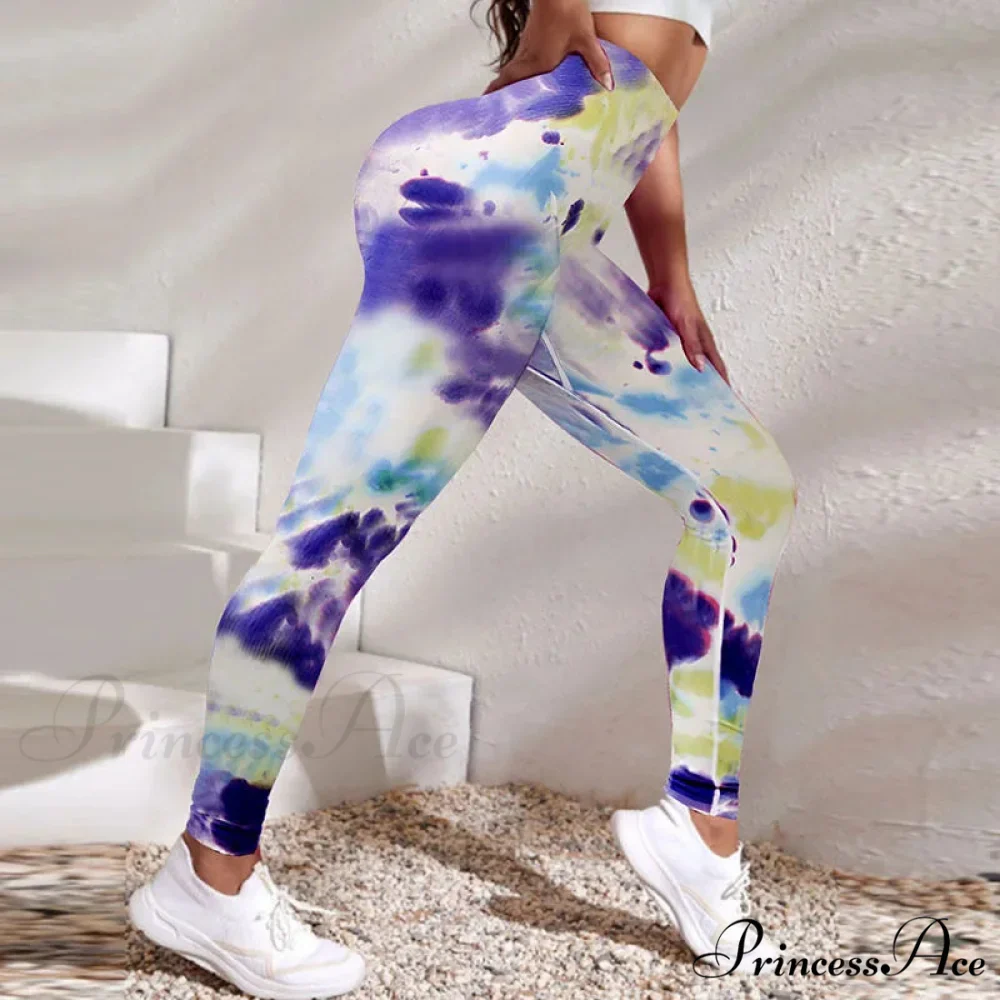 Tie-Dyed Quick-Dry 3D Printing Fitness Legging - Image 5