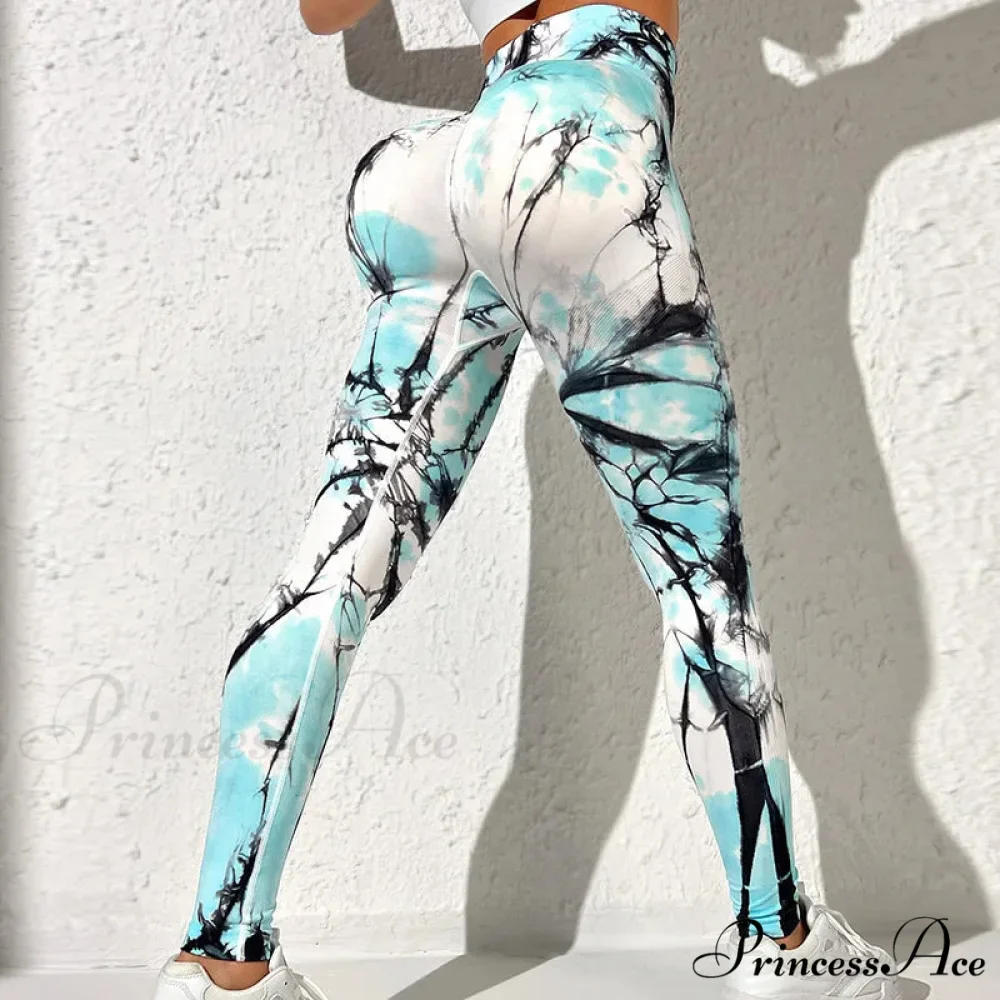 Tie-Dyed Quick-Dry 3D Printing Fitness Legging - Image 6