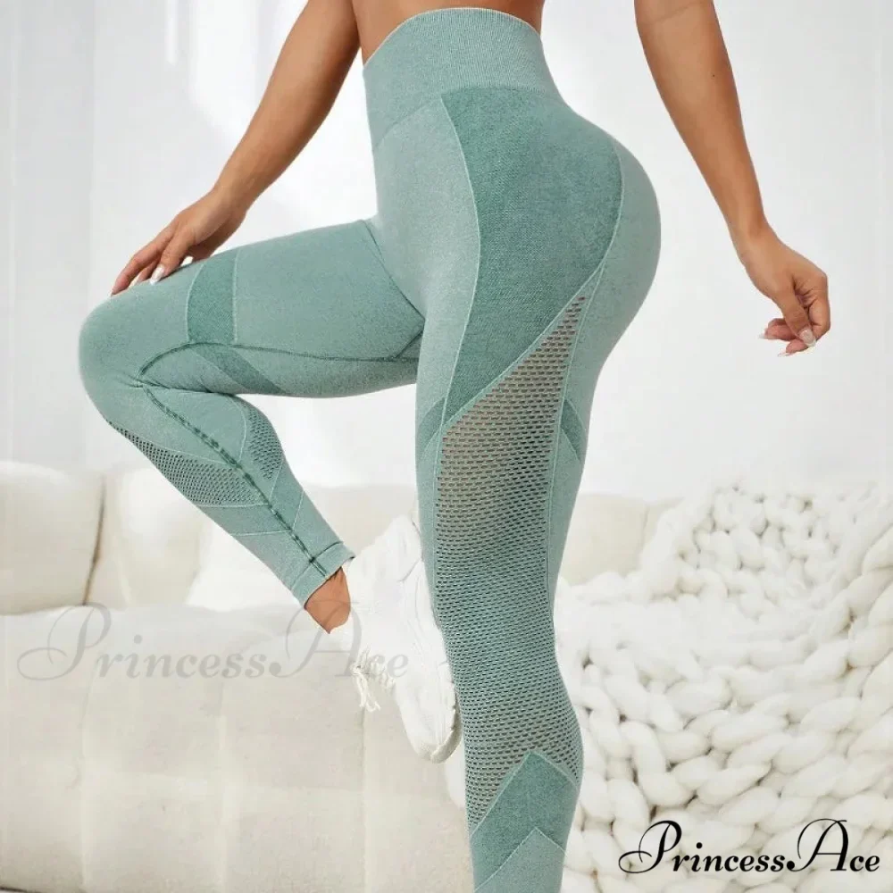 Mesh Hollow-Out High-Waist Running Fashion Legging - Image 3