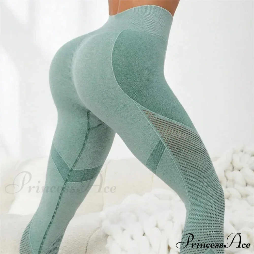 Mesh Hollow-Out High-Waist Running Fashion Legging - Image 6