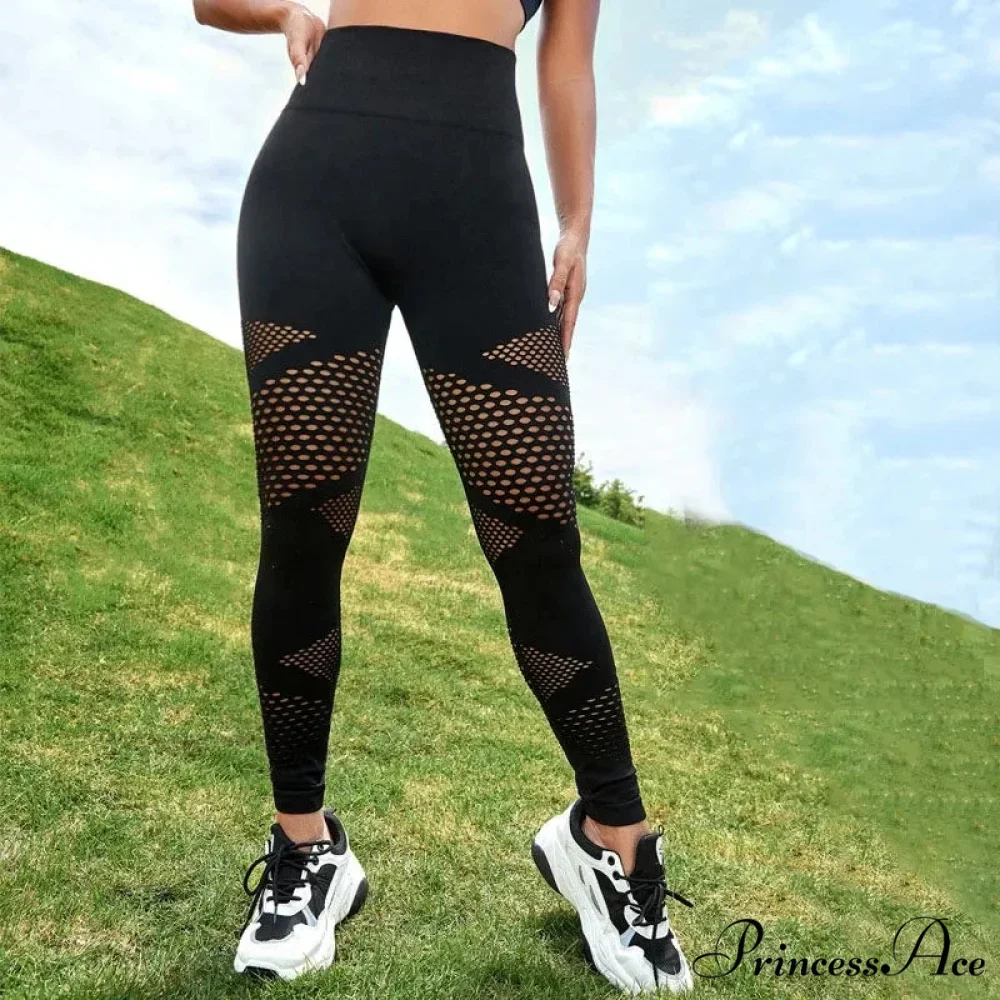 Hollow Stripe Gym Yoga Sports Female Clothing Legging - Image 3