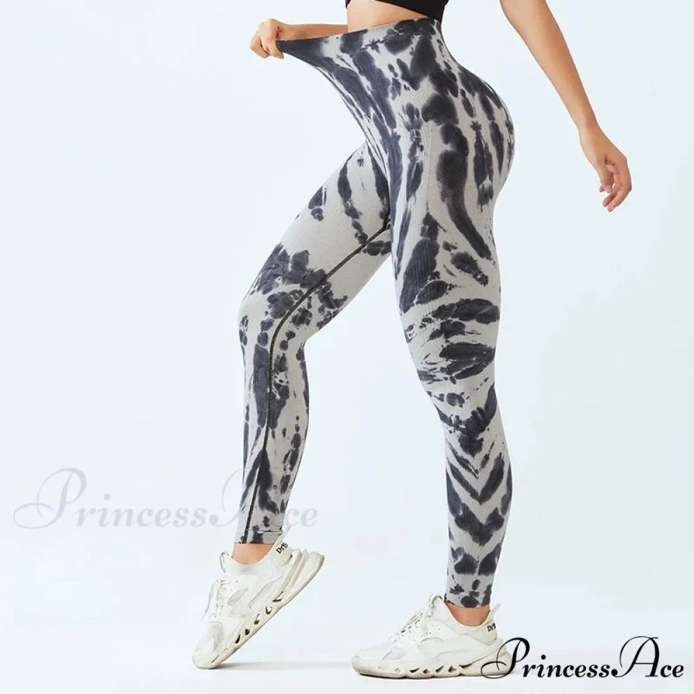 Seamless Tie Dye Waist Fitness Fashion Yoga Legging - Image 3