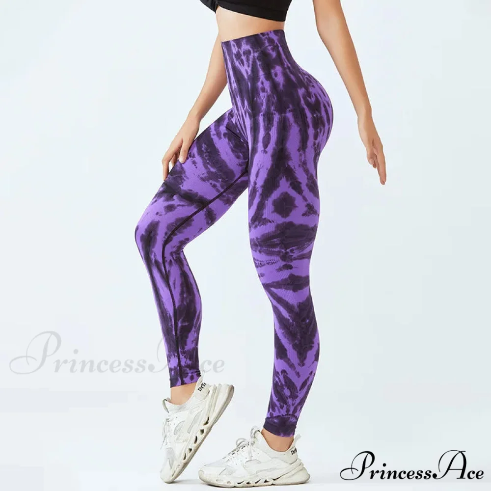 Seamless Tie Dye Waist Fitness Fashion Yoga Legging - Image 6