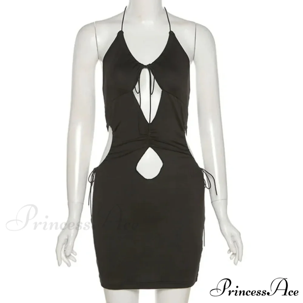 Y2K Solid Hollow Out Mini Club Night Wrap Summer Vestidos Para Mujer Elegant Cut Out Dress - Image 2