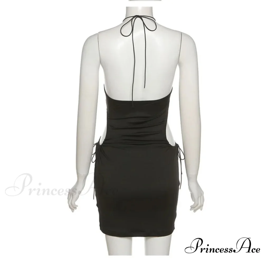 Y2K Solid Hollow Out Mini Club Night Wrap Summer Vestidos Para Mujer Elegant Cut Out Dress - Image 4