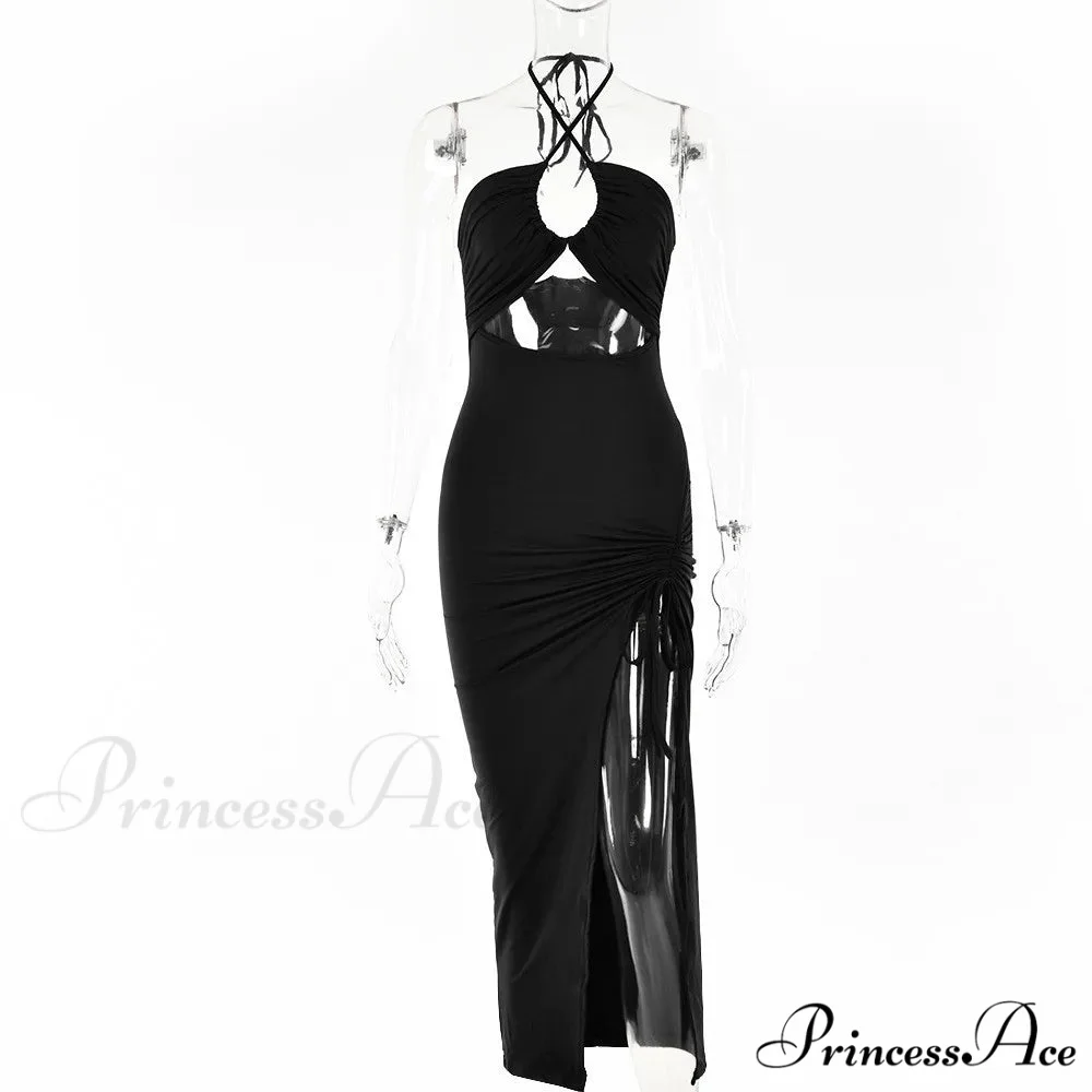 Summer Mid-length Skirt Versatile Elegant Female Fashion Vestidos Cut Out Dress - Image 6