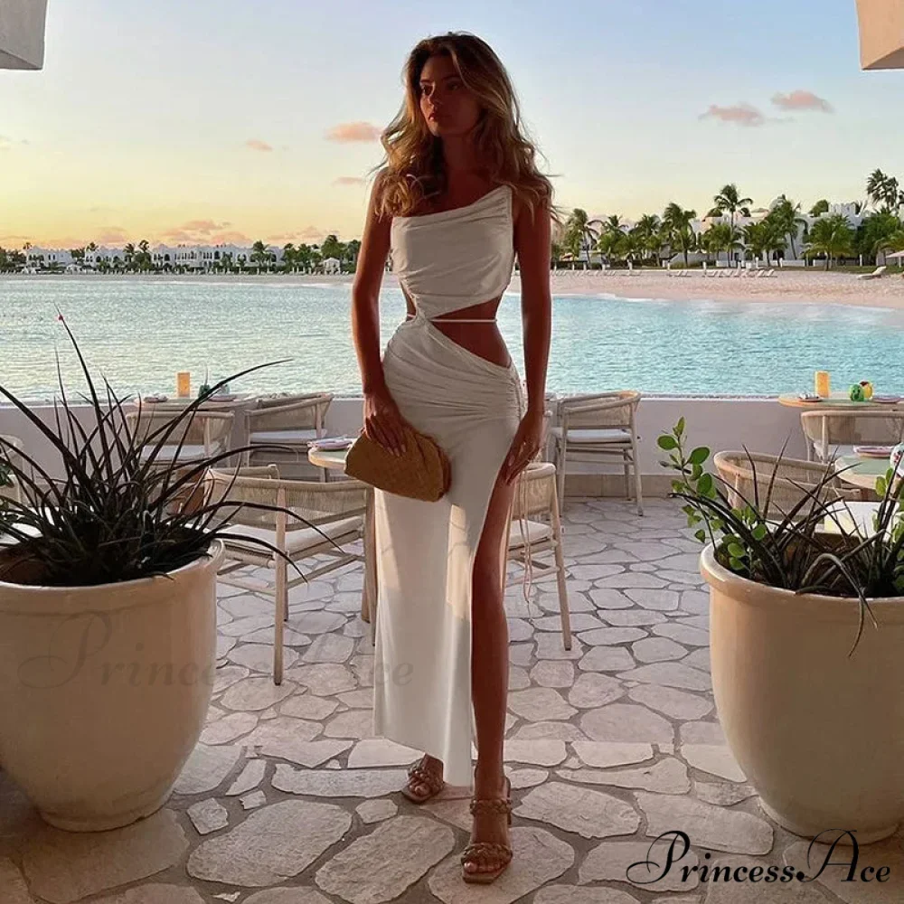 Summer Long Streetwear Bodycon Hollow Out Split Elegant Evening Y2K Clothes Top Cut Out Dress - Image 2