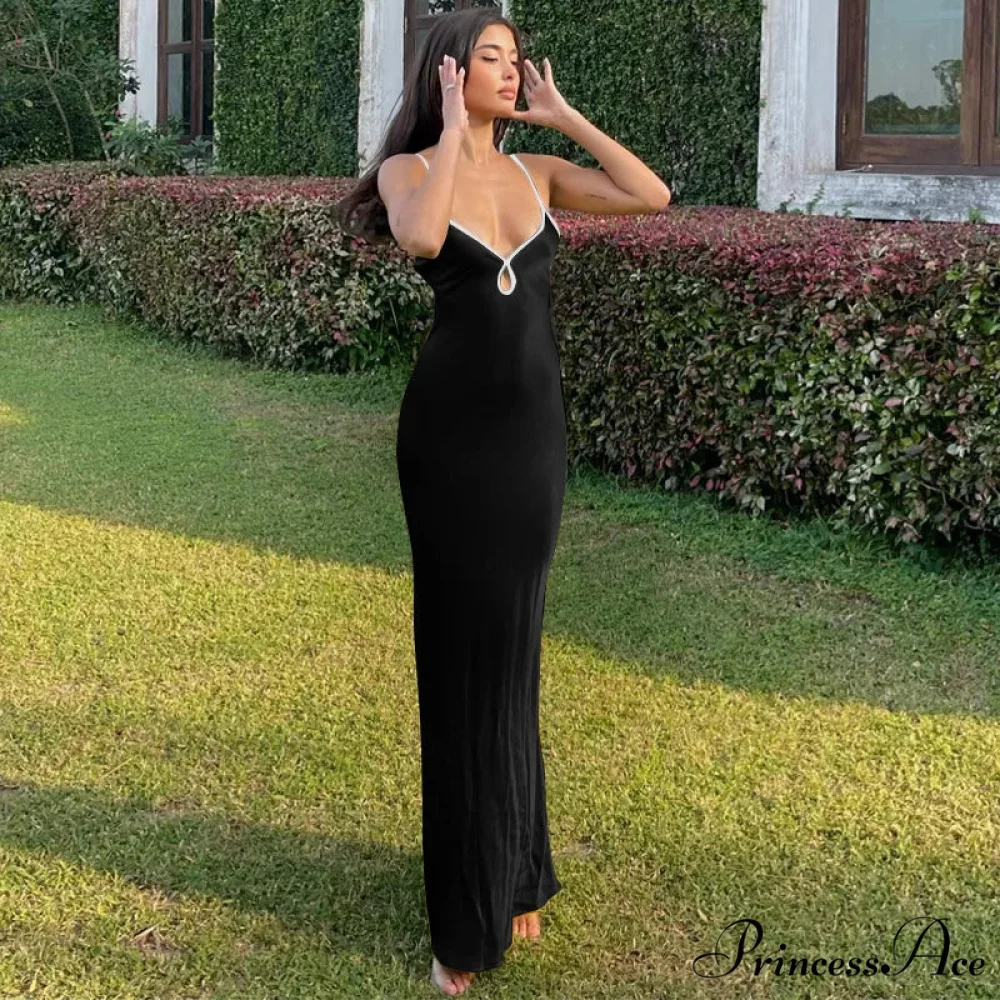 Backless Maxi For Women 2024 Summer Sexy Lace Up Patchwork Beach OutFit Prom Long Cocktail Cut Out Dress - Image 6