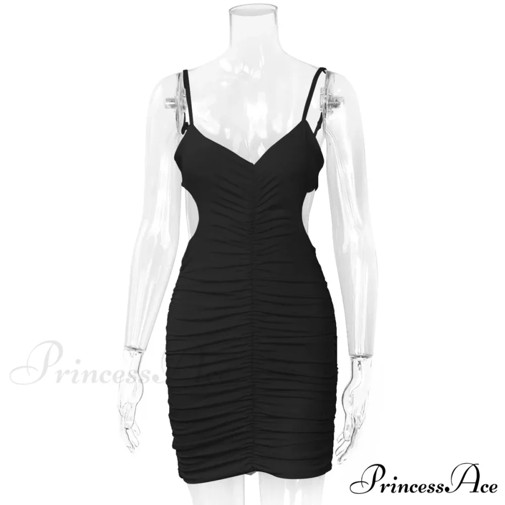 Backless Pleated Hollowed Out Suspender Wrap Buttocks 2024 Summer New Slim Nightclub Cut Out Dress - Image 4