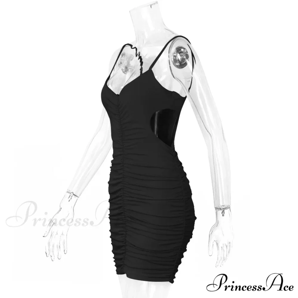 Backless Pleated Hollowed Out Suspender Wrap Buttocks 2024 Summer New Slim Nightclub Cut Out Dress - Image 5