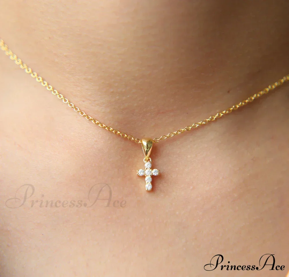 Gold Cross Pendant Necklace - Image 2