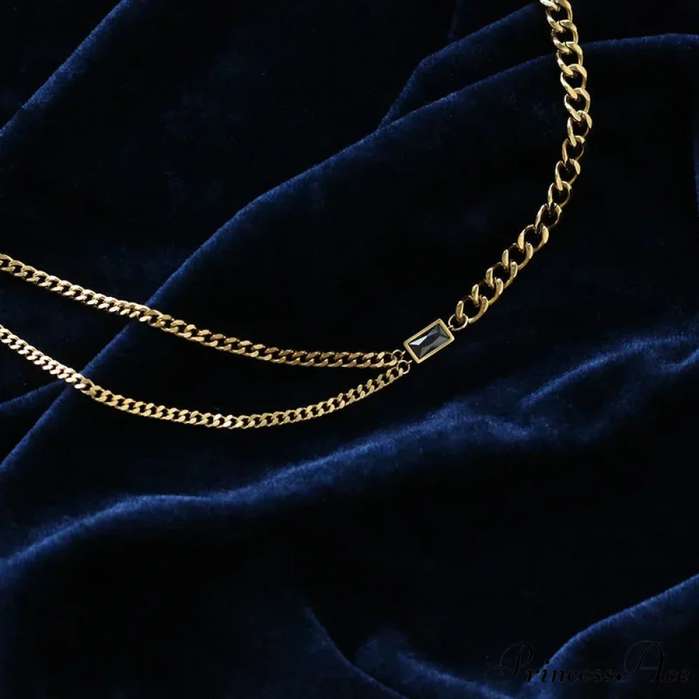 Zircon Double Chain Necklace - Image 2