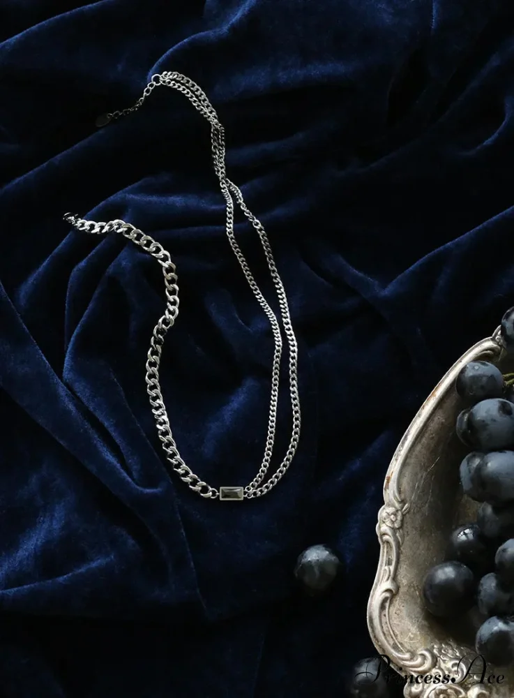 Zircon Double Chain Necklace - Image 6