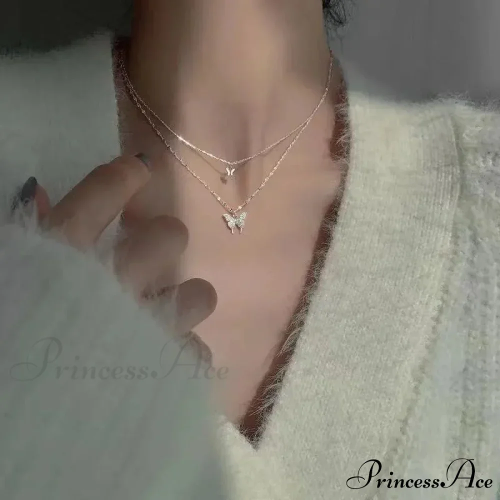 Butterfly Clavicle Chain Necklace - Image 4
