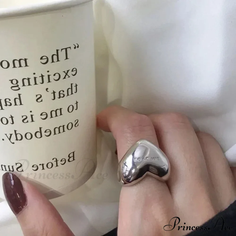 Trendy Silver Love Heart Elegant Ring - Image 3