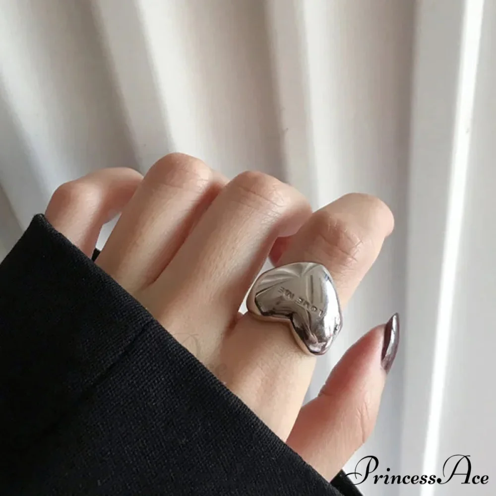 Trendy Silver Love Heart Elegant Ring - Image 4