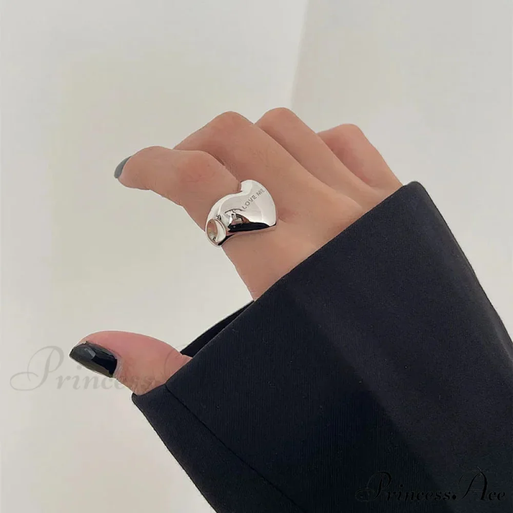 Trendy Silver Love Heart Elegant Ring - Image 7