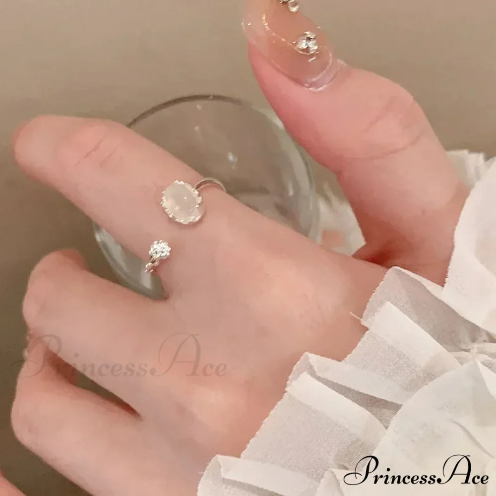 Vintage Moonlight Circle Sliver Adjustable Couple Ring - Image 4