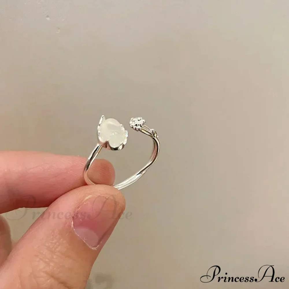 Vintage Moonlight Circle Sliver Adjustable Couple Ring - Image 5