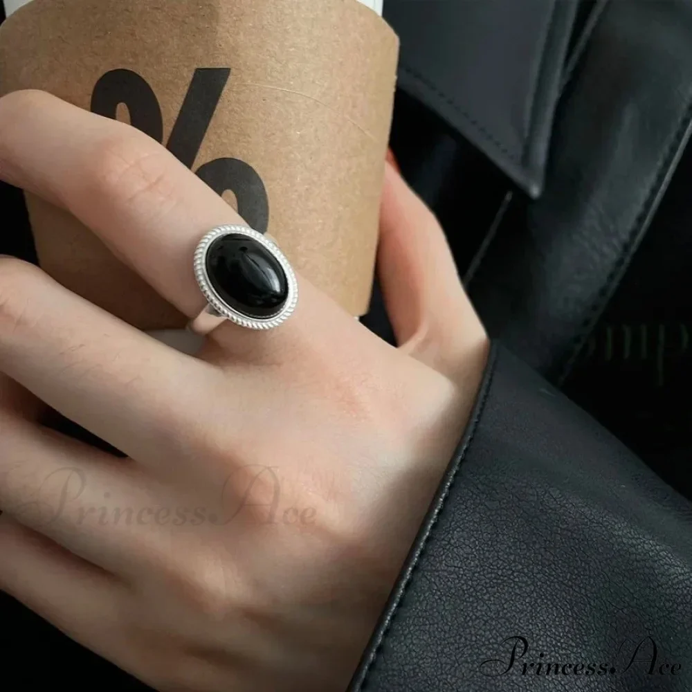 Sterling Geometric Black Rings Adjustable Couple Necklace - Image 4