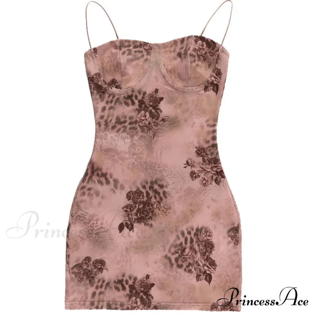 Y2K Vintage Party Mini Fashion Print Beach Style Backless Sun Floral Dress - Image 5