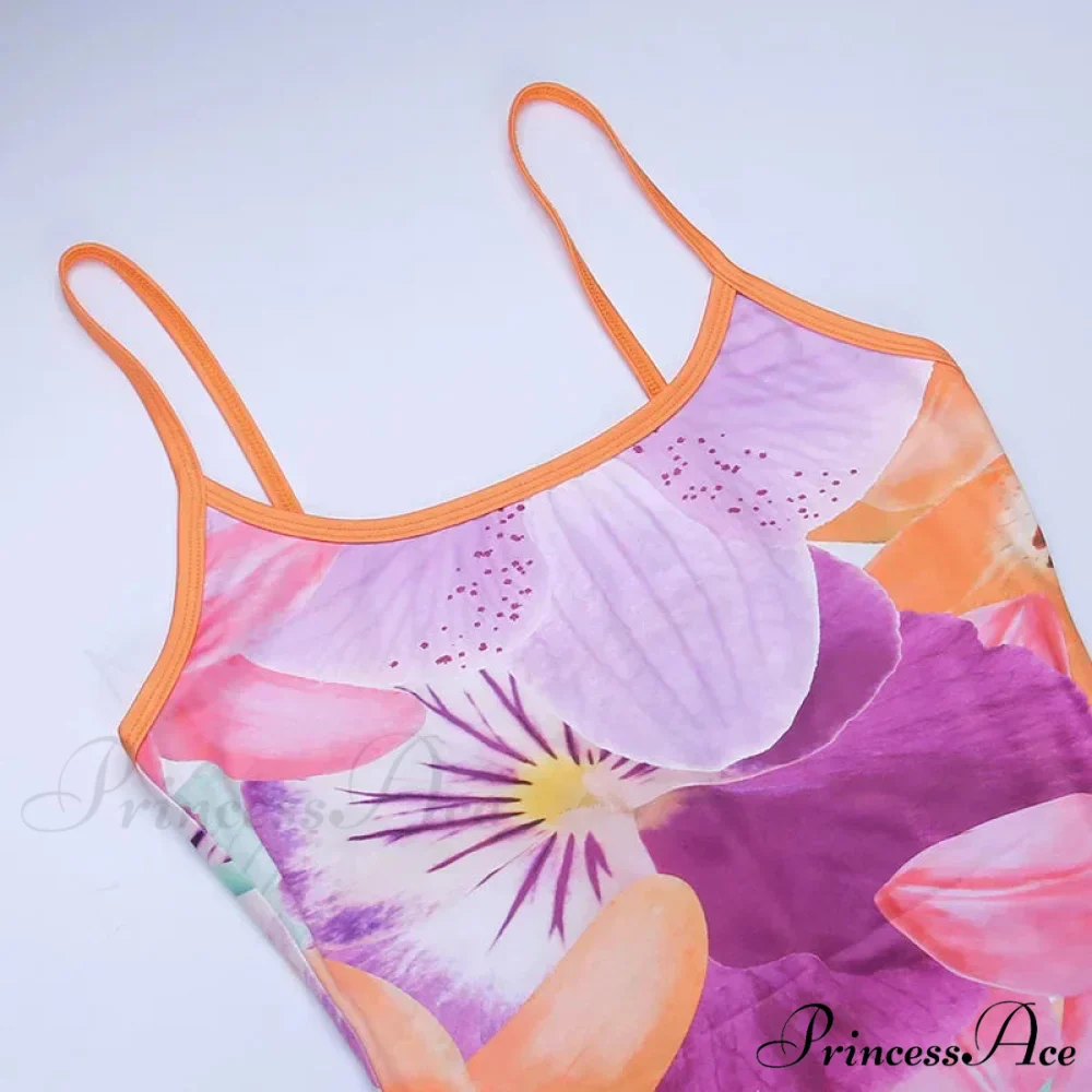 Tie-dye Print Suspender Backless Sling Long SlimBodayxon Beach Holiday Floral Dress - Image 5