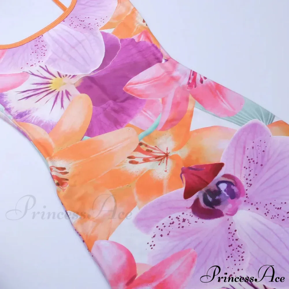 Tie-dye Print Suspender Backless Sling Long SlimBodayxon Beach Holiday Floral Dress - Image 6