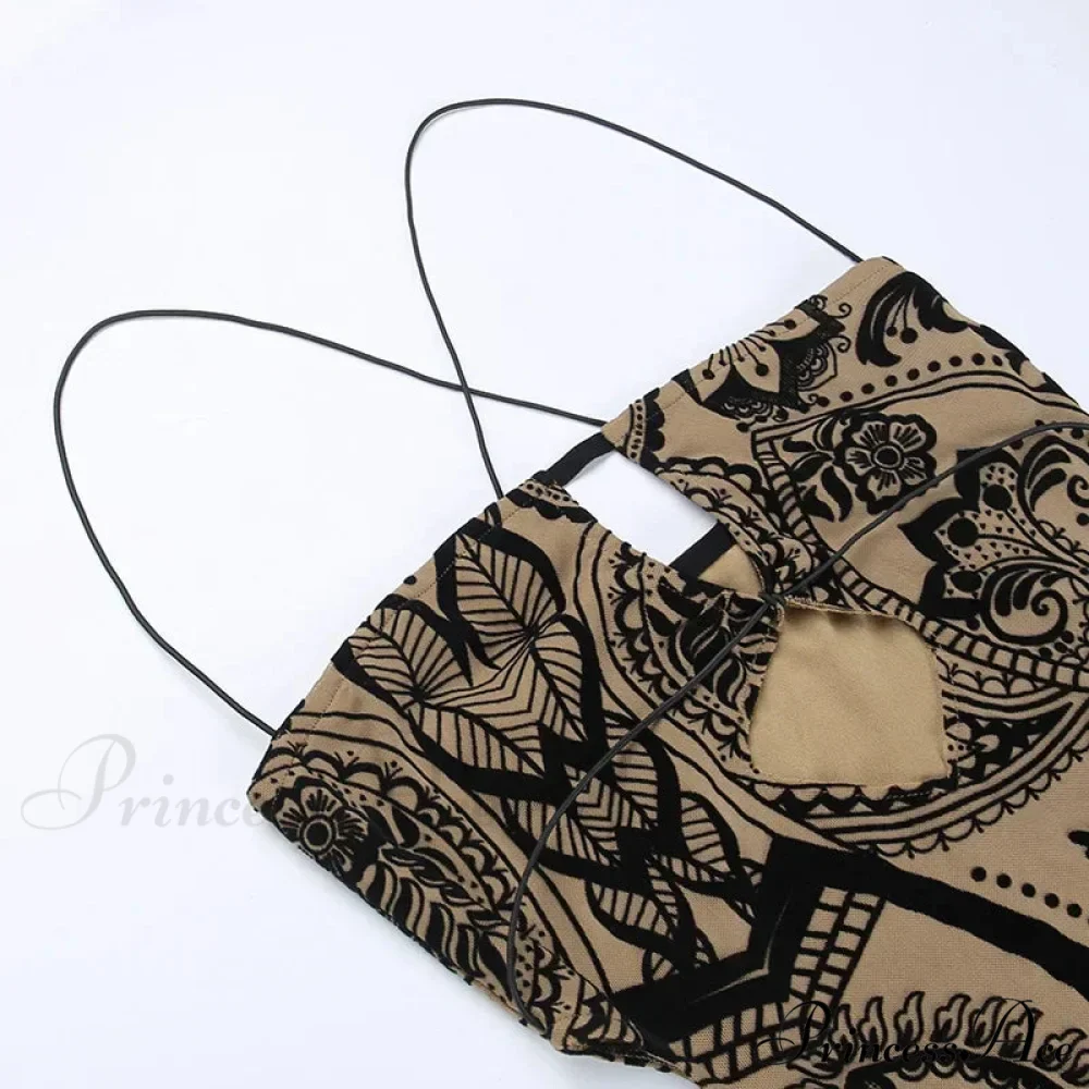 Print Backless Summer Fashion OutFits Cut Out Sleeveless Bodycon Party Floral Dress - Image 5