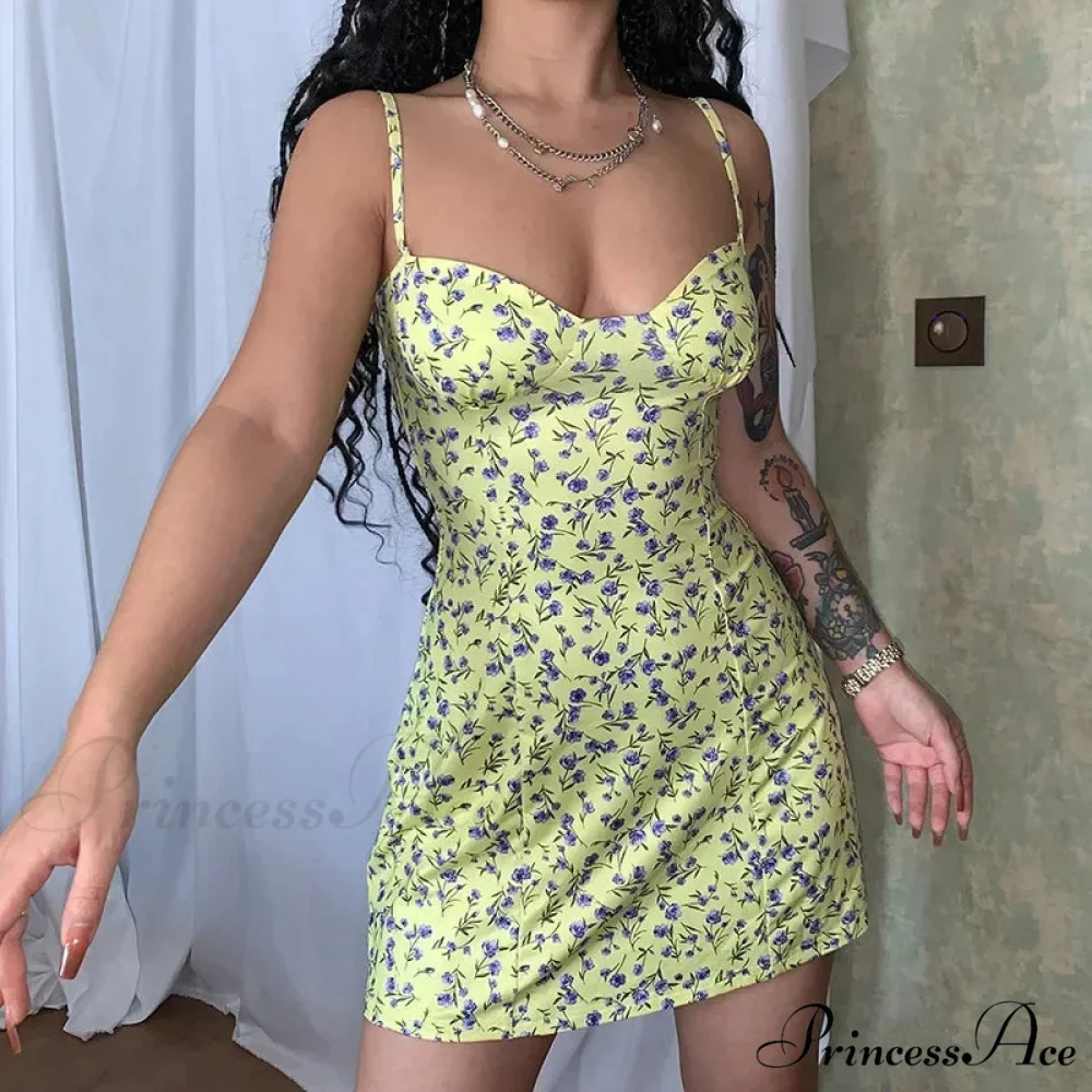 Women's Short Breasted SlimLarge Backless Sleeveless Sun Vacation Floral Dress - Image 5