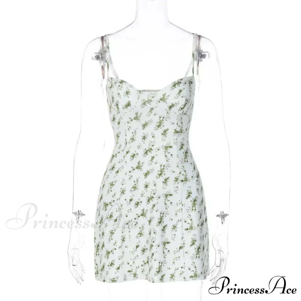 Women's Short Breasted SlimLarge Backless Sleeveless Sun Vacation Floral Dress - Image 6