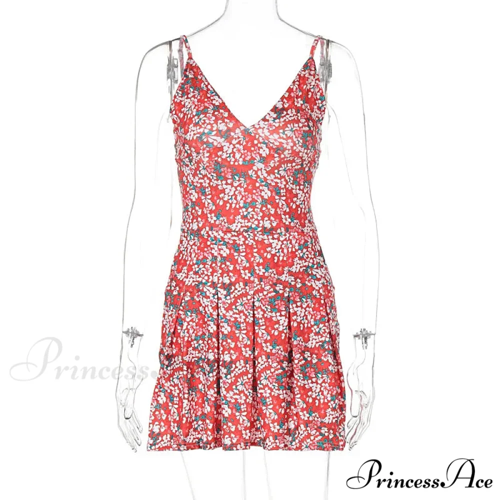Halter Short 2024 Spring New V-neck Casual Fashion Fashion 2024 Y2k Traf Floral Dress - Image 6