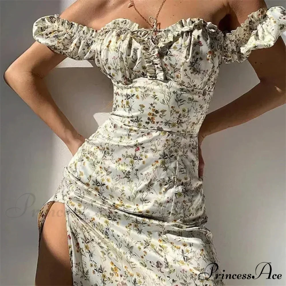 2024 Summer New Fashion Slit SlimMIDI Long Plus Size Dress Floral Dress - Image 2