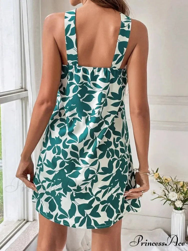 Spring/2024 New Print Halter Off-the-Shoulder Denim Dress Floral Dress - Image 2