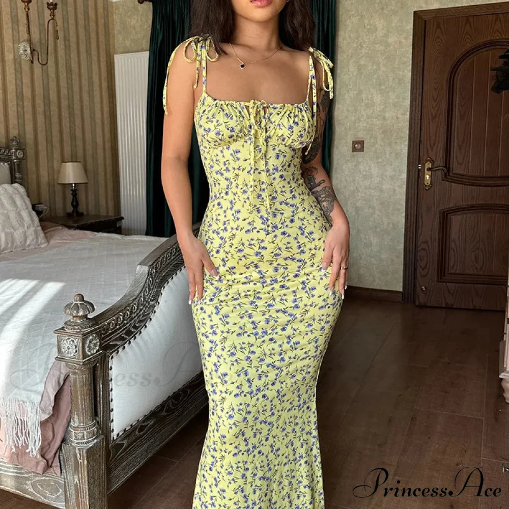 Summer Off Shoulder Lace Up Deep V Neck es Ladies Holiday Casual Long Woman Floral Dress - Image 10