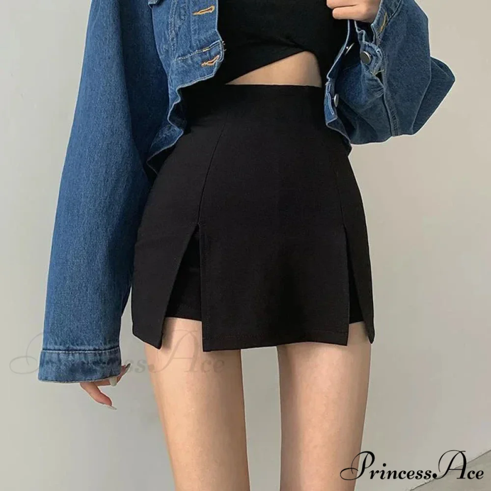 Split Skirt Office Ladies Suit Summer New Black Mini A-line Skirt Short - Image 5